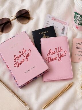 Cute Pink Passport Holder ‘Are We There Yet’ Travel Wallet Gift Aesthetic Travel